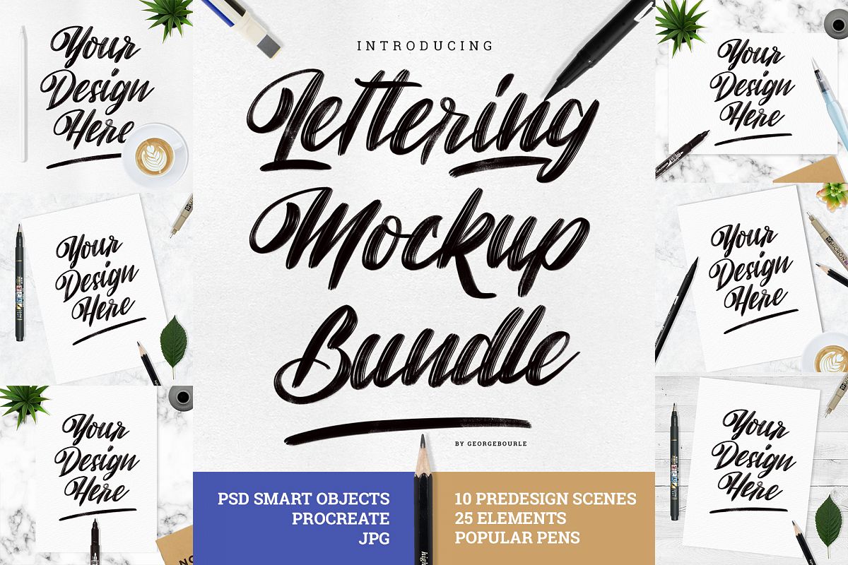 LETTERING MOCKUP BUNDLE FOR INSTAGRAM example image 1