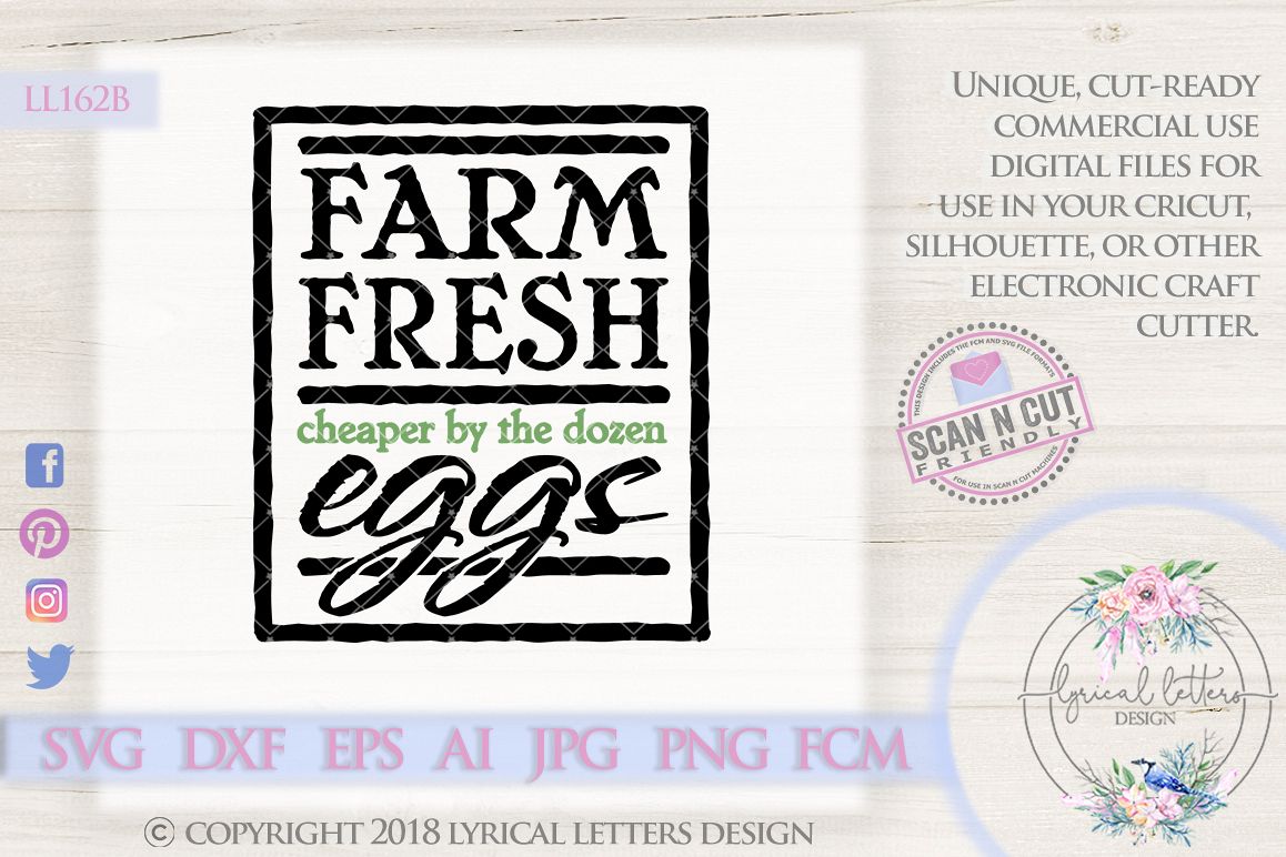 Farm Fresh Eggs By the Dozen Farmhouse SVG Cut File LL162B example image 1