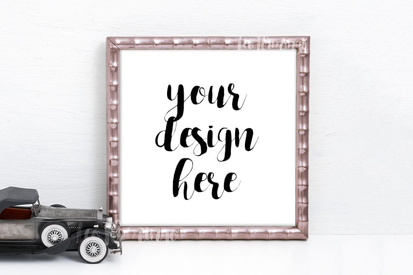 Download Vintage square frame mock up template Rose Gold tone