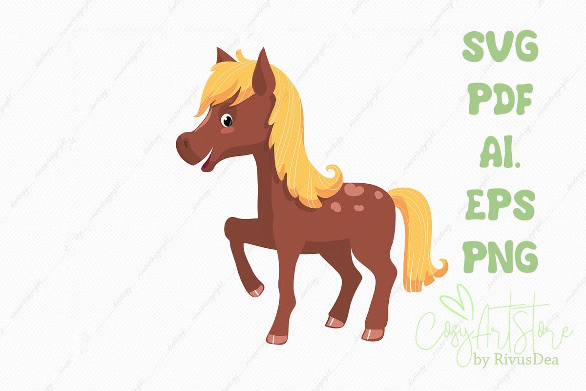 Horse SVG download, baby horse PNG illustration example image 1