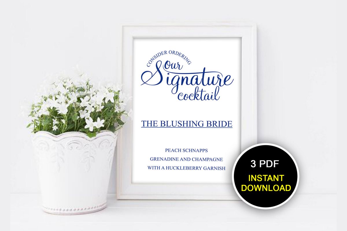 Navy Blue Signature Cocktail Sign, DAD_15 example image 1
