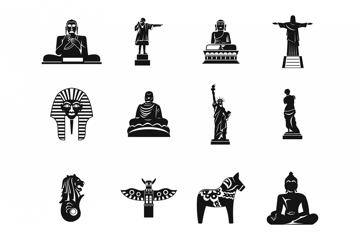 Statue icon set, simple style example image 1