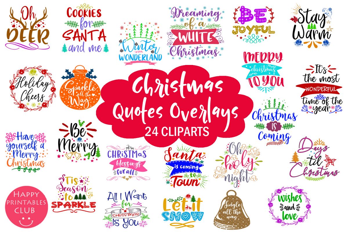 Christmas Quotes Overlays- Text Overlays-Holiday Clipart example image 1
