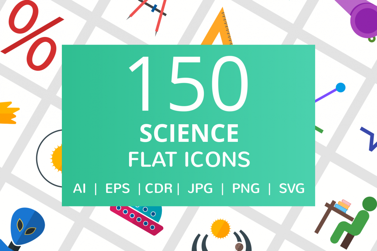 150 Science Flat Icons example image 1