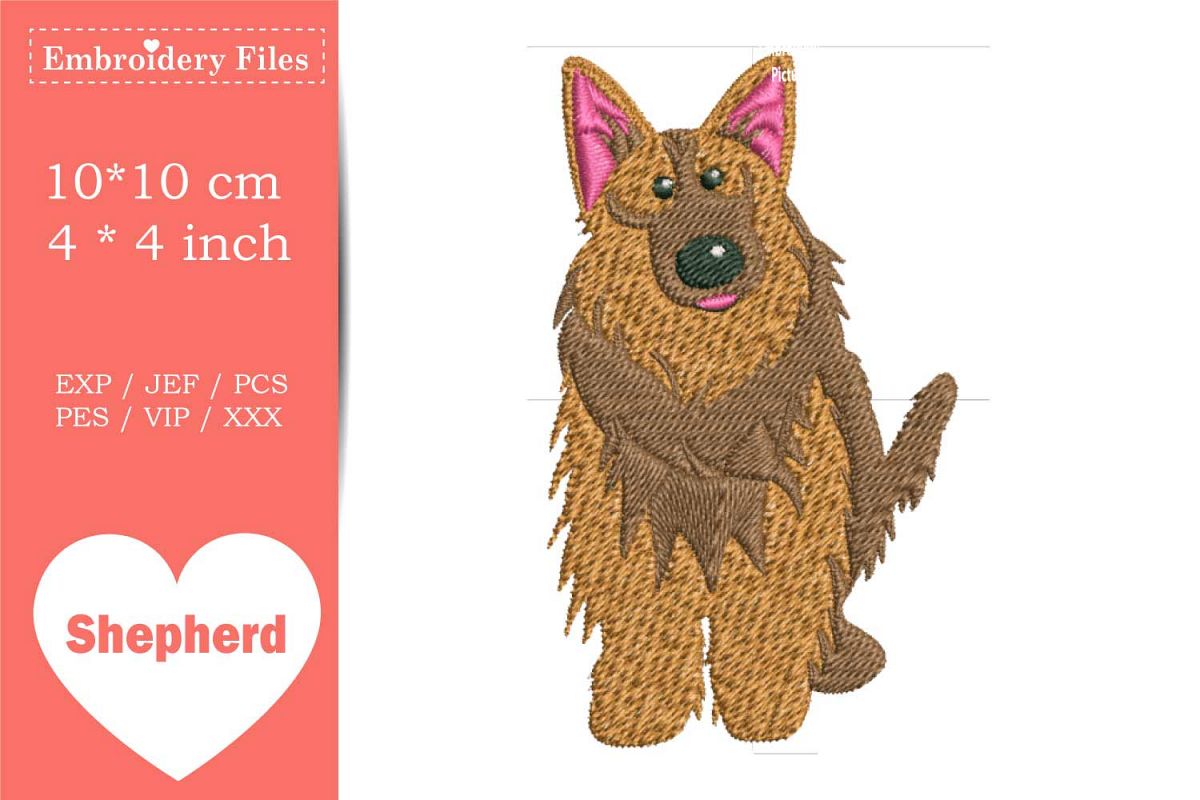 Cute Shepherd Dog - Embroidery File example image 1