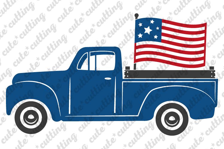 4th of july svg, 4th of july truck svg, truck with flag svg example image 1
