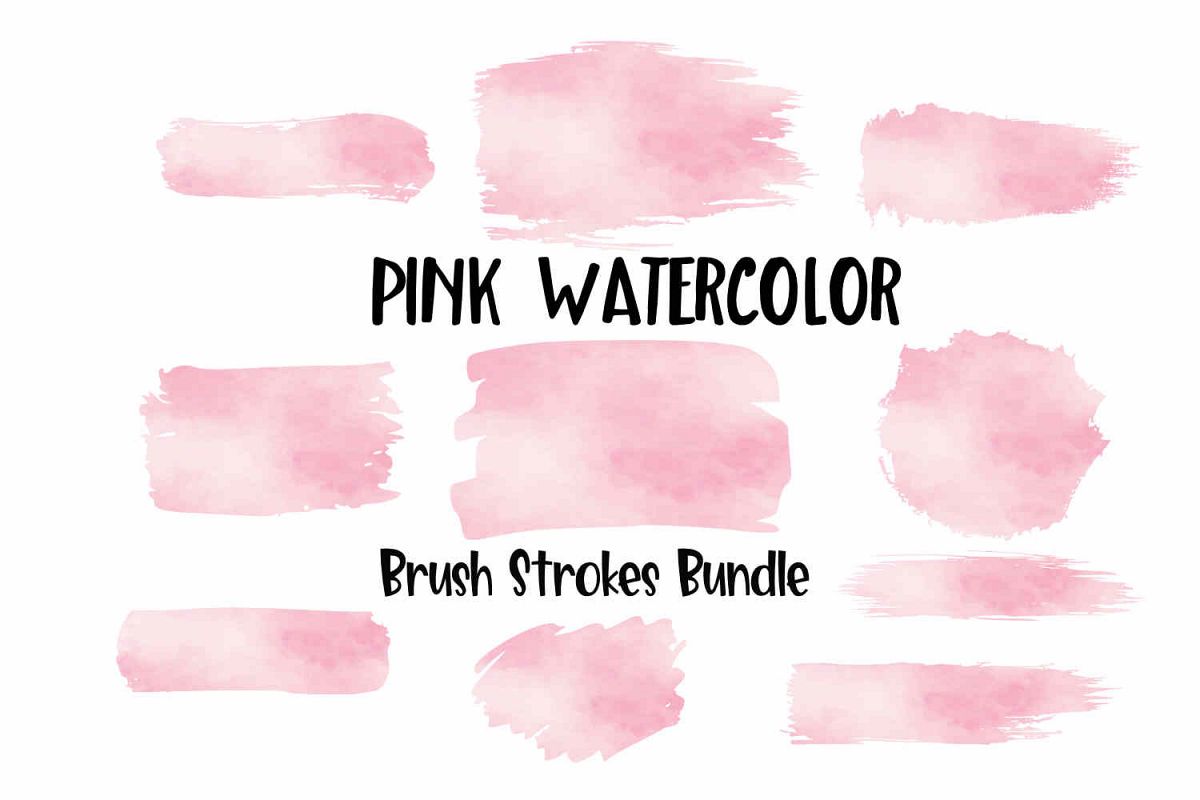 Pink Watercolor Brush Strokes Background Bundle PNG example image 1