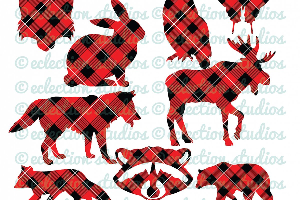 Buffalo Plaid Animal Silhouette Collection SVG (85205) | Cut Files ...