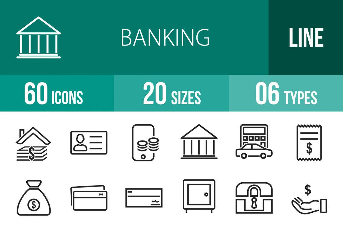 60 Banking Line Icons example image 1