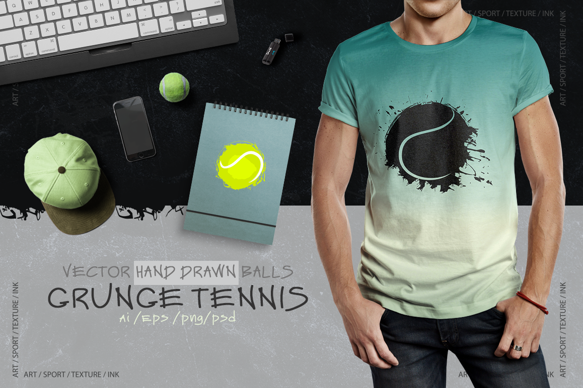Grunge tennis/Hand drawn/balls example image 1