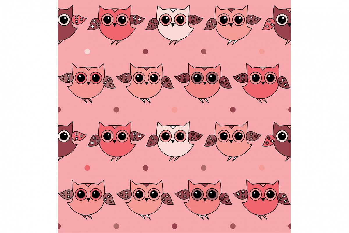 Seamless decorative vector background with owls. Print. Cloth design, wallpaper, packaging paper. example image 1