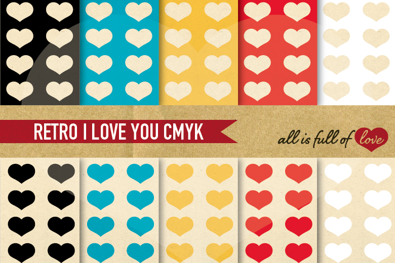Valentines Digital Paper Vintage Hearts Background example image 1