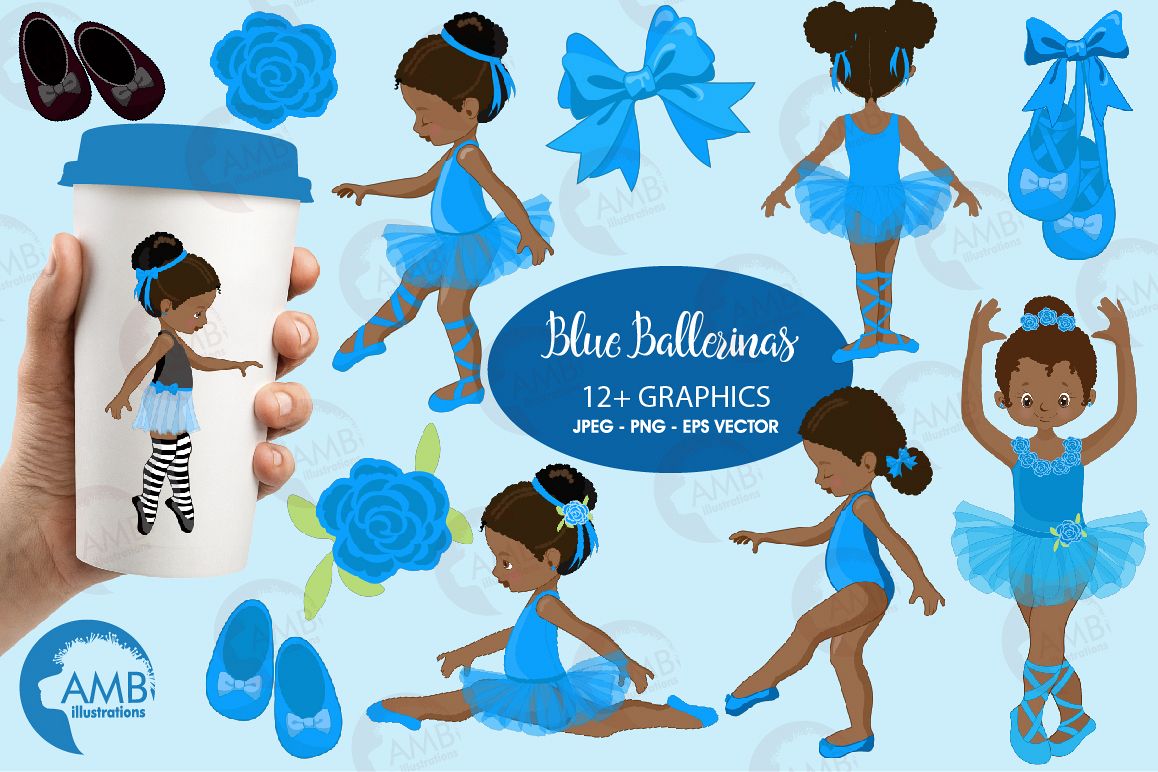 Ballerinas in blue clipart, graphics illustration AMB-1946 example image 1