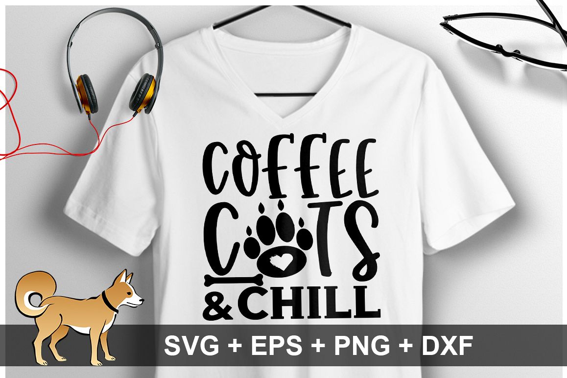 Coffee Cats And Chill SVG Design example image 1