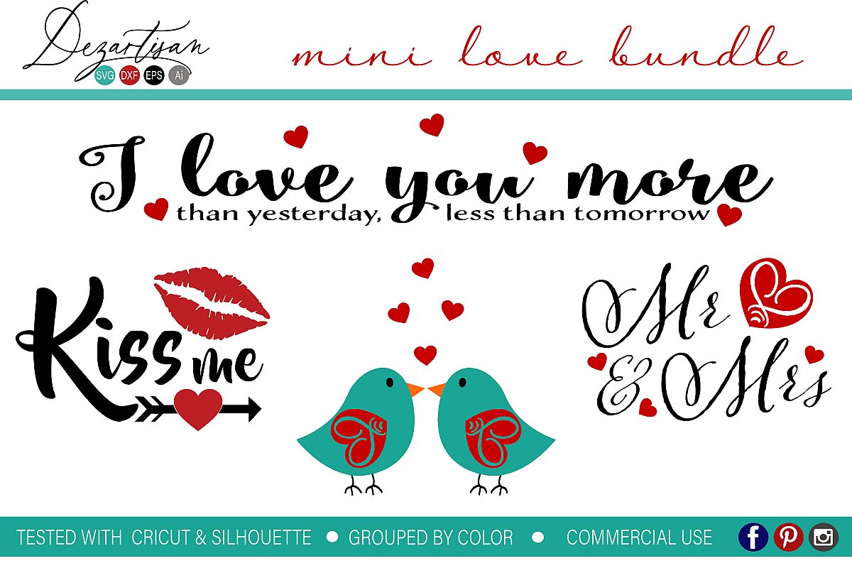 Love You More Mini Bundle Svg Dxf Cut File 189148 Cut Files Design Bundles