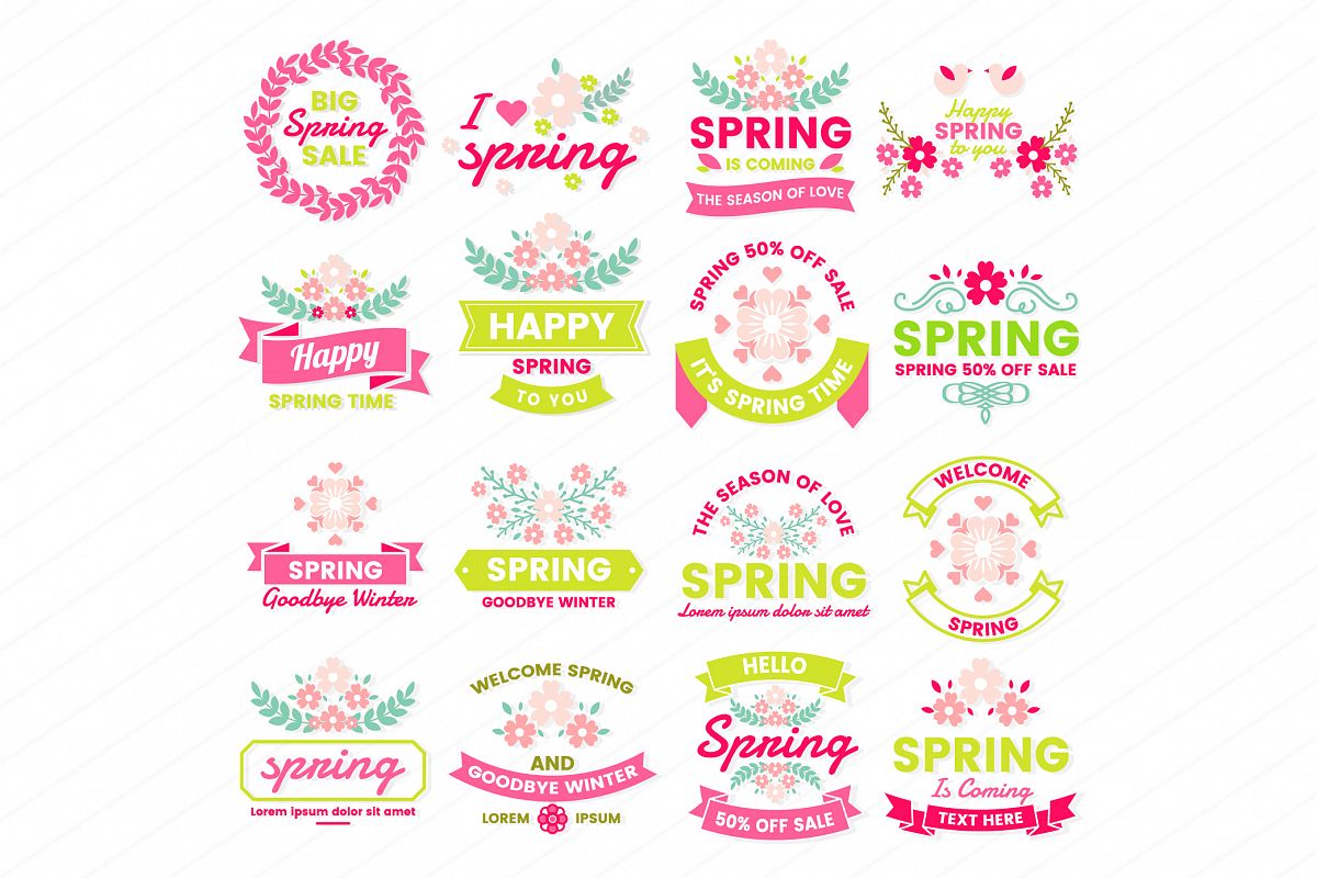 Spring Badge & Objects Vector Set example image 1