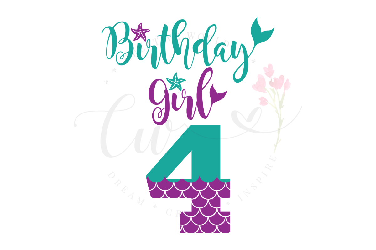 My 4th Birthday Mermaid SVG | Mermaid Birthday Girl svg example image 1