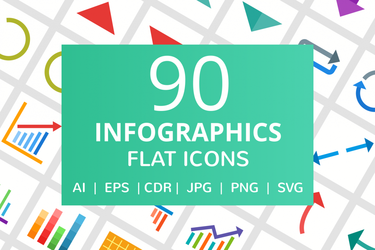 90 Infographics Flat Icons example image 1