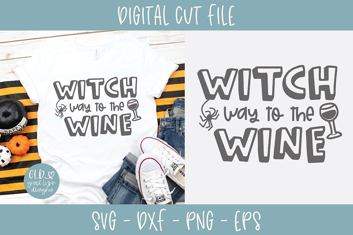 Witch Way To The Wine - Halloween SVG example image 1