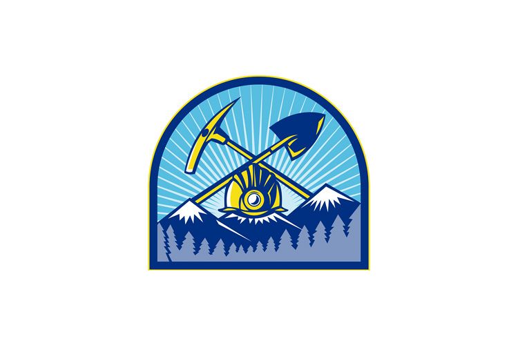 Coal Miner Hardhat Pick Axe Shovel Retro example image 1