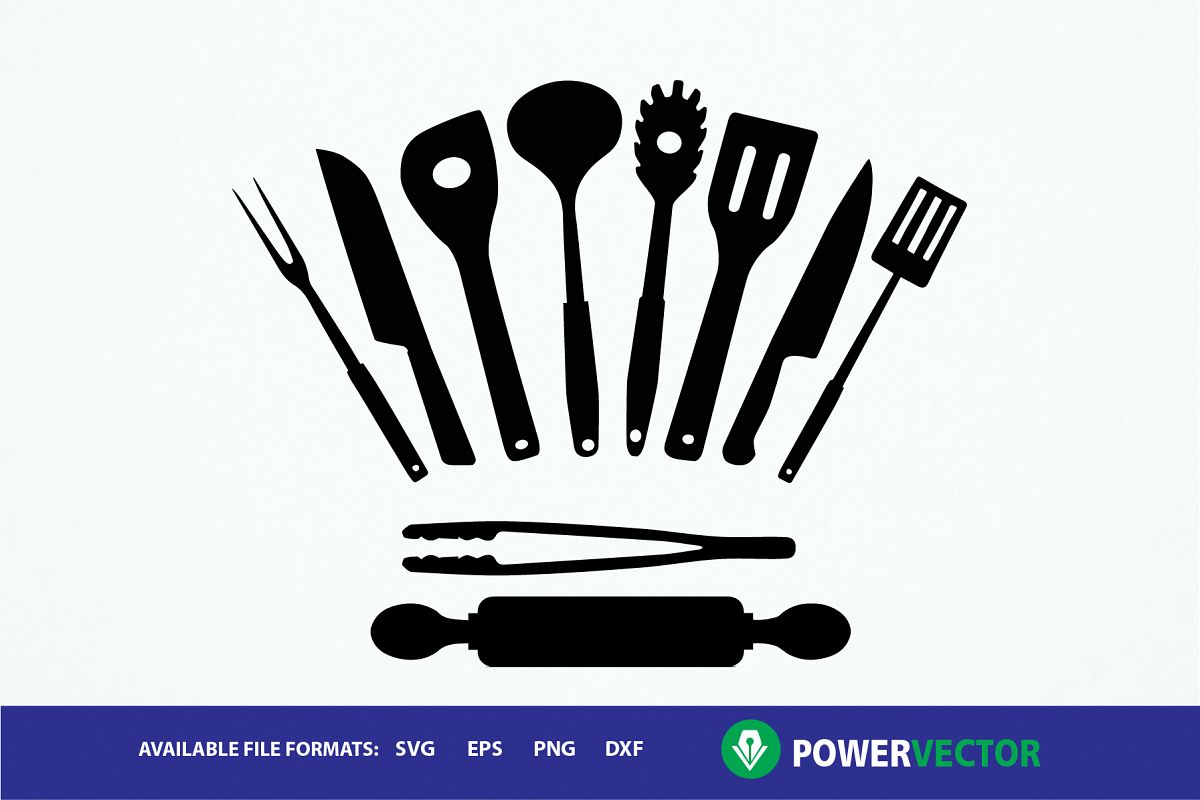 Kitchen Utensils Clipart Set- svg, dxf, eps, png