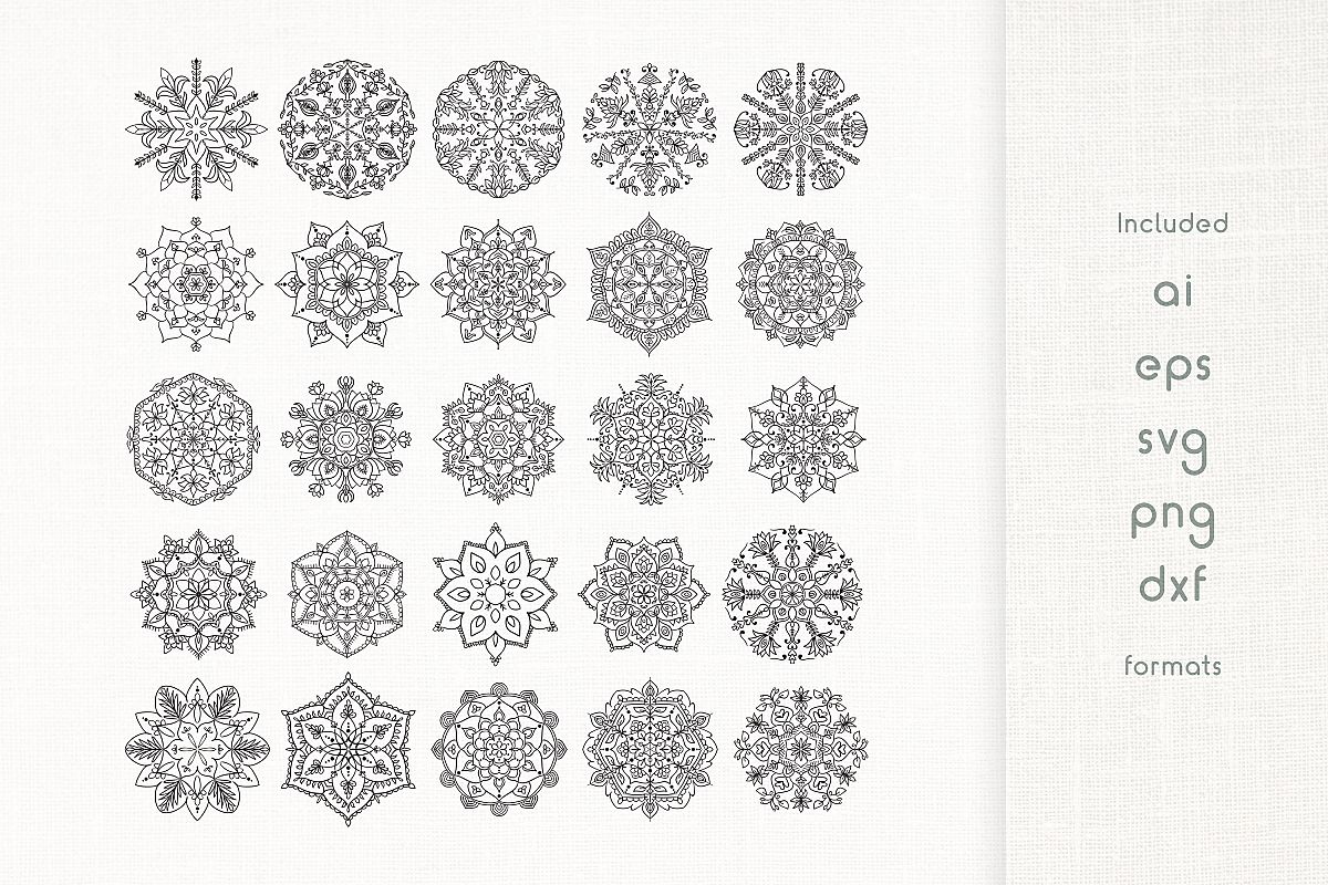 Handmade Floral Mandala Set of 25 example image 1