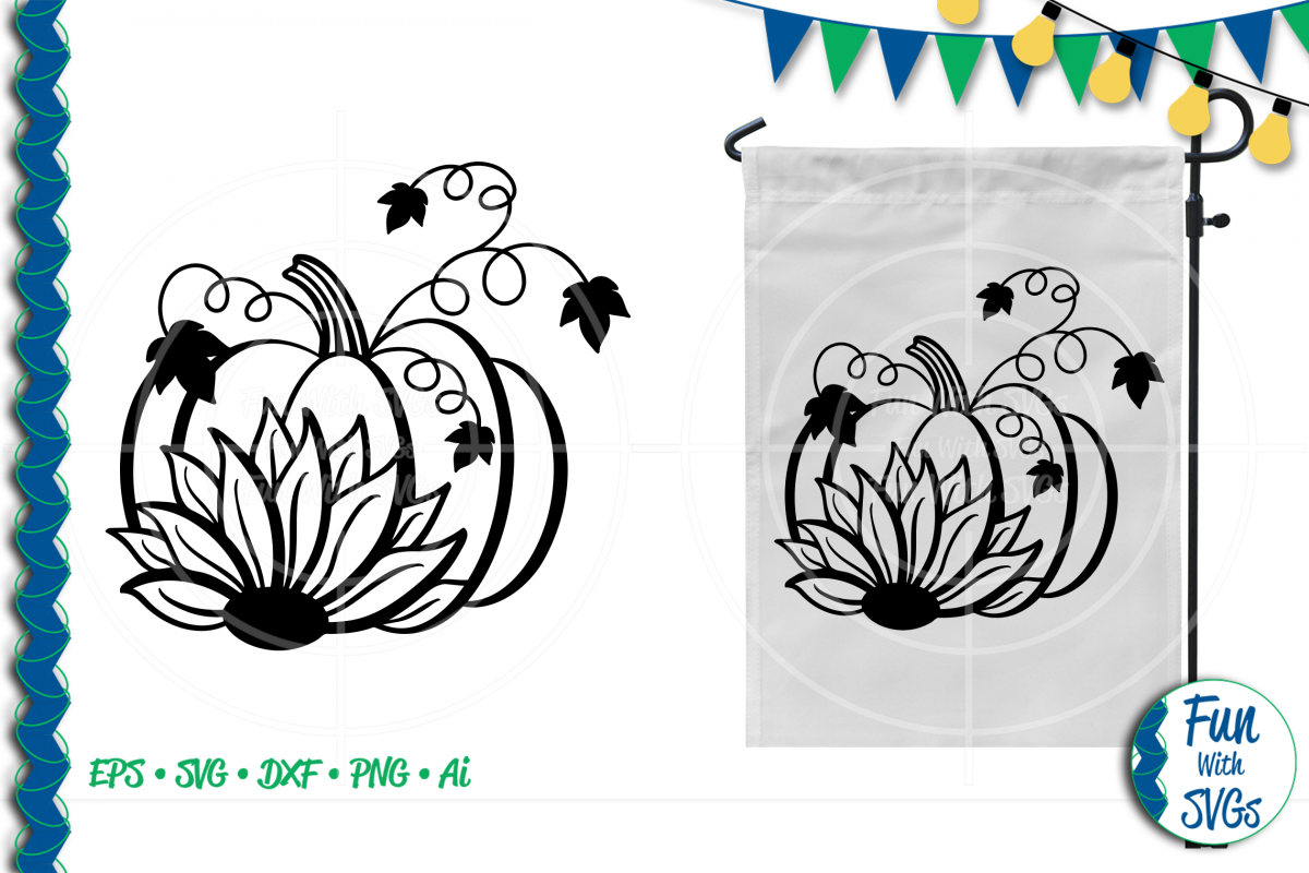 SVG Sunflower Pumpkin Vector, Cut File, Clip Art FWS277 example image 1