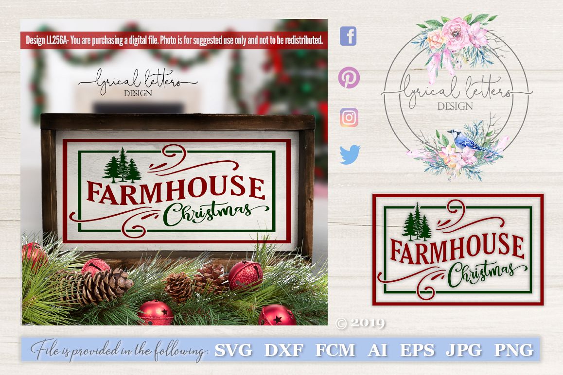 Farmhouse Christmas SVG DXF LL256A example image 1