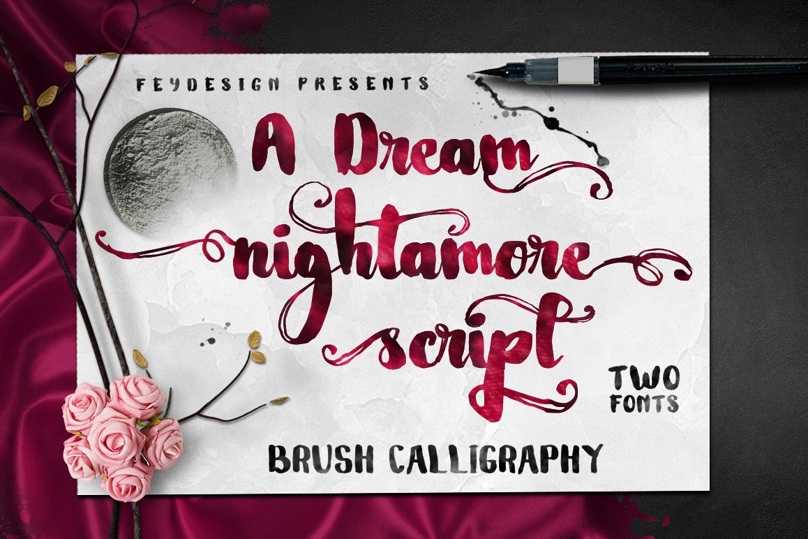 Nightamore Brush Calligraphy (Bonus Font) example image 1