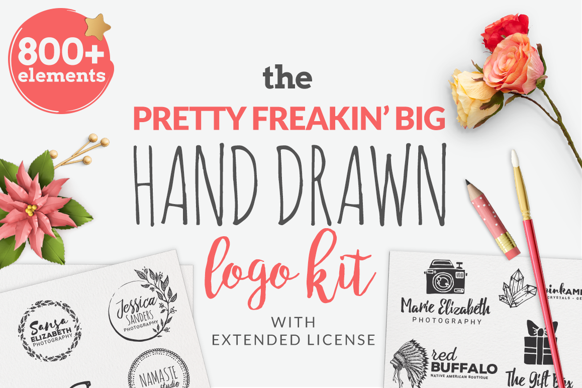 The Pretty Freakin' Big Hand Drawn Logo Design Kit example image