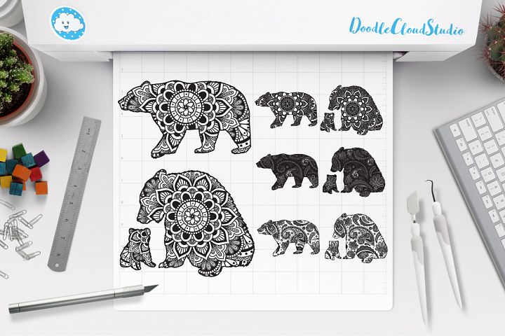 Download Bear Mandala SVG, Mama and Bear Baby Mandala SVG Files. (112020) | Cut Files | Design Bundles