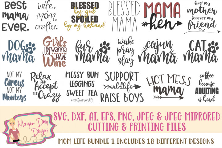 Download Mom Life Bundle 1 SVG, DXF, AI, EPS, PNG, JPEG