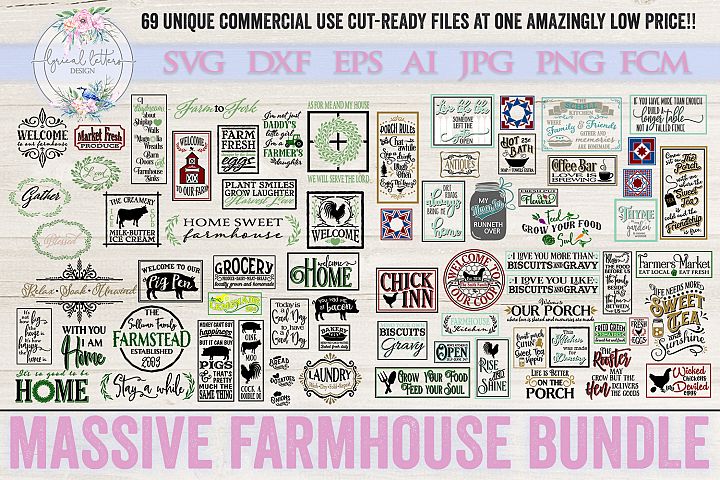 Farmhouse Bundle of 70 SVG DXF Cut Files (108258) | SVGs | Design Bundles