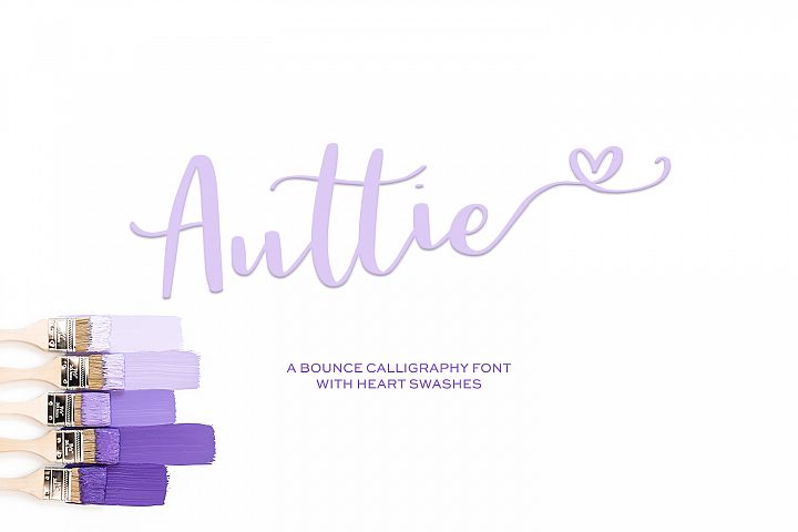 Auttie Calligraphy Font with Heart Swashes
