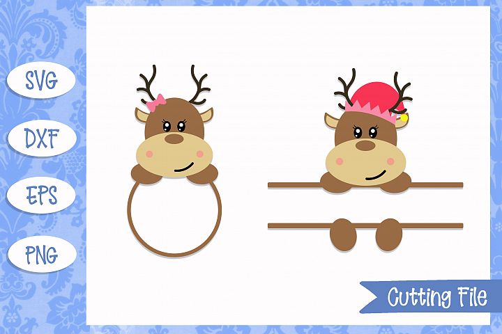 Download Girly Reindeer Monogram Christmas SVG Files