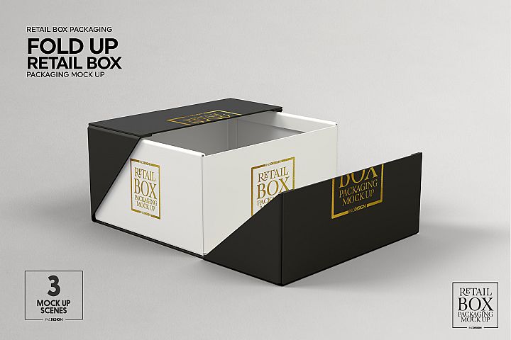 Fold Up Retail Box Packaging Mockup