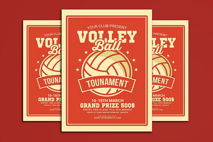  Volleyball  Tournament Flyer  64599 Flyers  Design Bundles