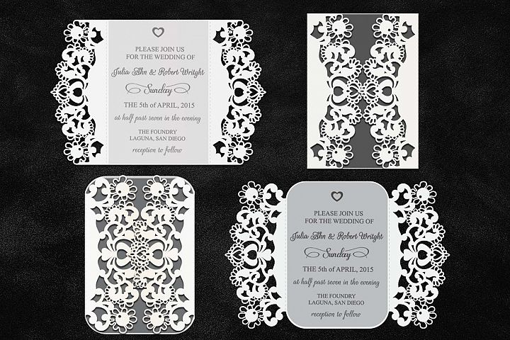 cricut wedding invitation gate-fold card laser cut rustic