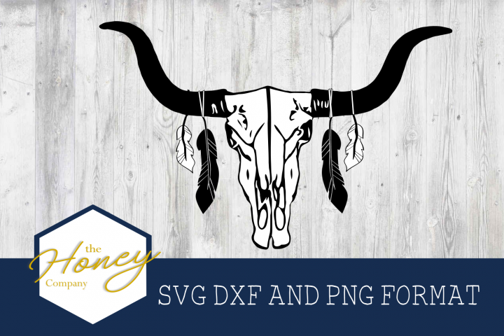 Download Cow Skull SVG PNG DXF Feathers Boho Cut Files Cutter ...