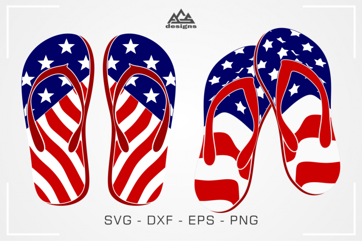 Usa Flag Flip Flop Svg Design (373098) | SVGs | Design Bundles