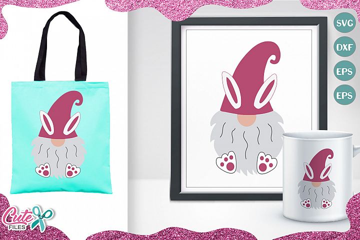 Download Gnome with bunny ears, Easter egg svg file for crafter