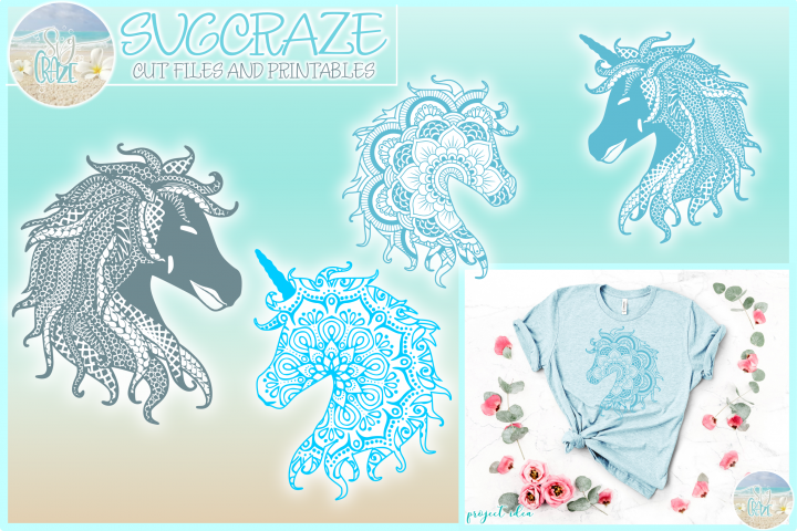 Horse Unicorn Mandala Zentangle Bundle Svg Dxf Eps Png Pdf 60179 Illustrations Design Bundles