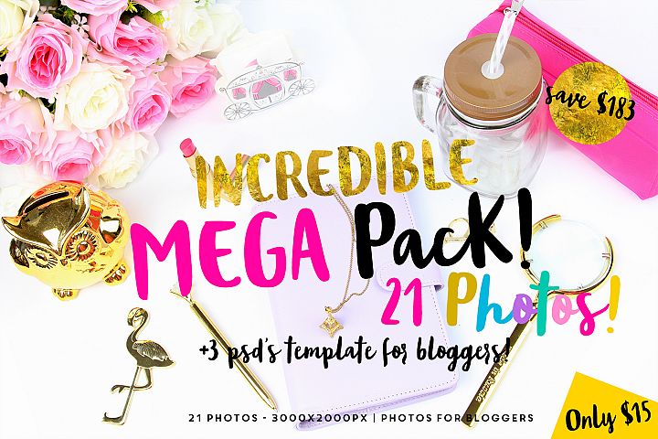 BUNDLE 21 PHOTOS STYLED STOCK PHOTO (8094) | General | Design Bundles