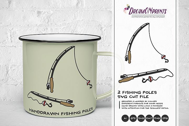 Fishing Pole SVG Cut Files - Fishing Svg (224104) | Illustrations