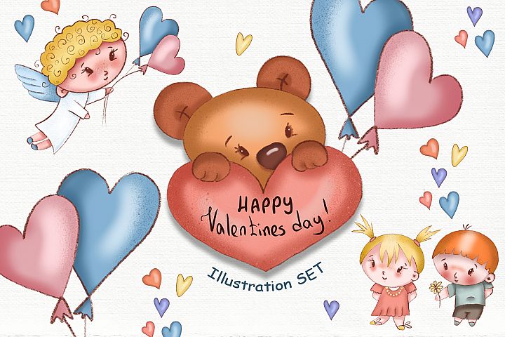 Download Free Illustrations Download Valentine S Day Illustration Set Free Design Resources