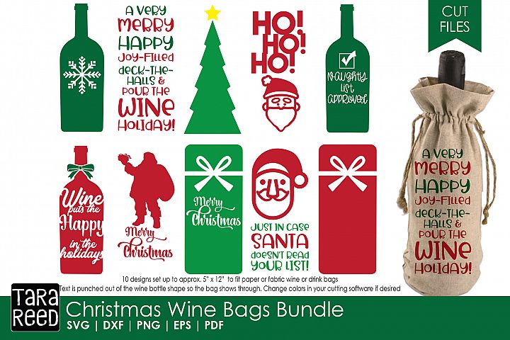 Download Christmas Wine Bags - Christmas SVG Files for Crafters