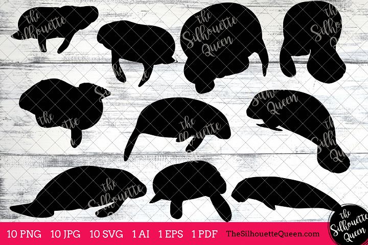 Manatee Silhouette Clipart Clip Art(AI, EPS, SVGs, JPGs, PNGs, PDF ...