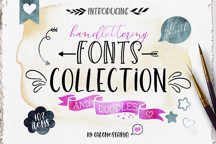 Smooth Handlettering Fonts Collection and Doodles 
