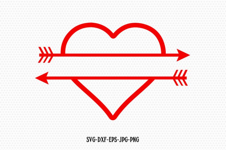 Split Heart Arrow Monogram frame Svg