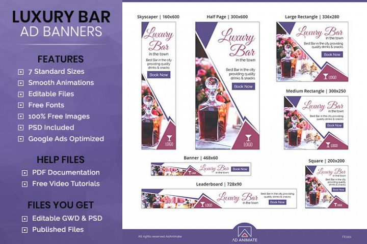 Food Restaurant Luxury Bar Animated Banner Ads Fr001